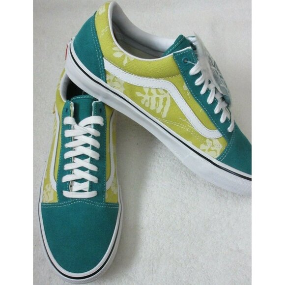 Vans Men's Skate Old Skool Aloha Marine Gold Green Canvas Suede shoes NIB - Picture 4 of 5